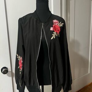 Black Jacket with Floral Appliqués
